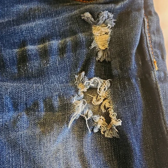 Vintage Y2K Refuge Dark Blue Distressed Skinny Jeans Women's Size 2 - Picture 8 of 16
